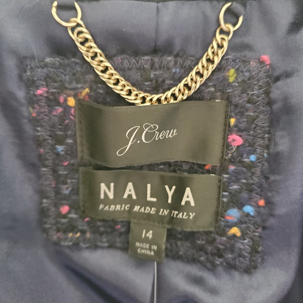 J. Crew Navy Tweed Double-Breasted Coat with Multicolor Speckle - Picture 7 of 11